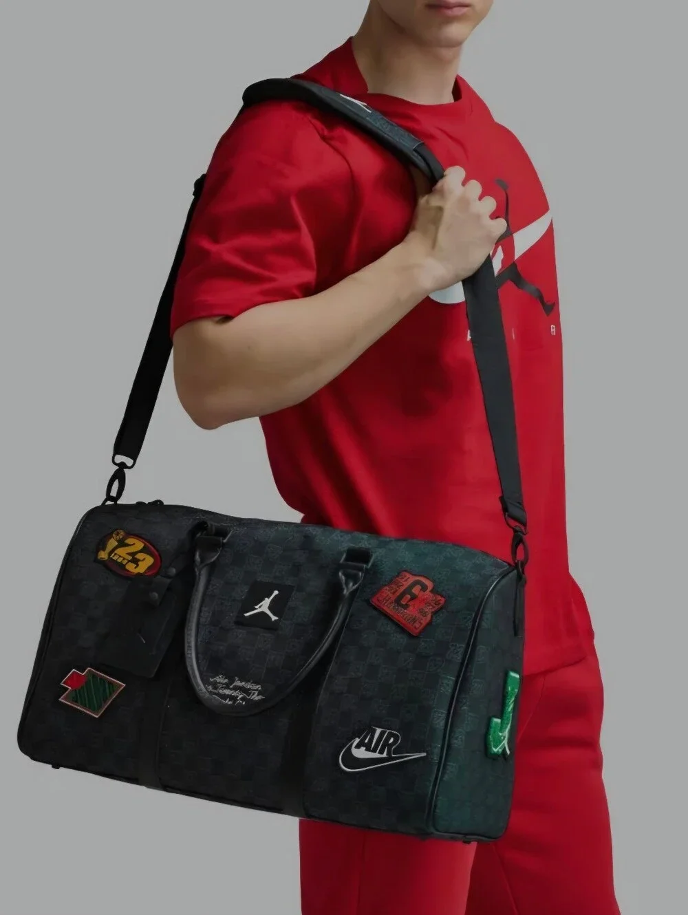Nike Jordan Monogram Champion Luxury 25L Travel Duffle Bag MM9157-023 Size M NWT
